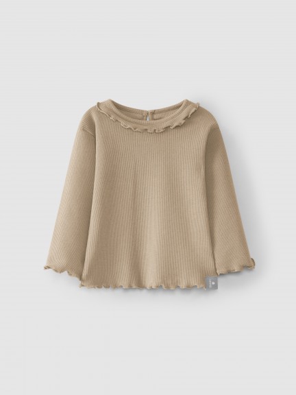Ribbed jersey longsleeve with ruffle Ribbed jersey longsleeve with ruffle