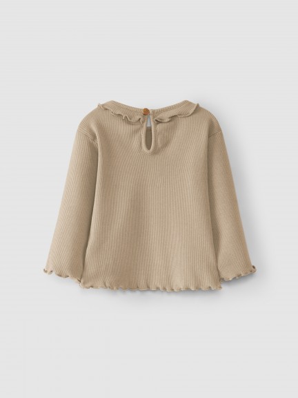 Ribbed jersey longsleeve with ruffle Ribbed jersey longsleeve with ruffle