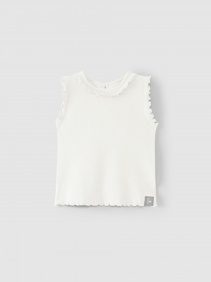 Ribbed jersey singlet with ruffle Ribbed jersey singlet with ruffle