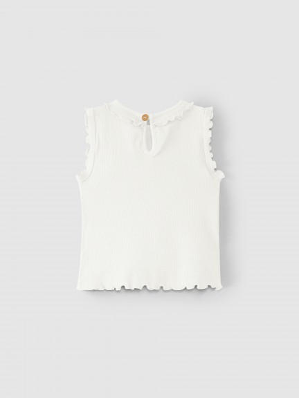 Ribbed jersey singlet with ruffle Ribbed jersey singlet with ruffle