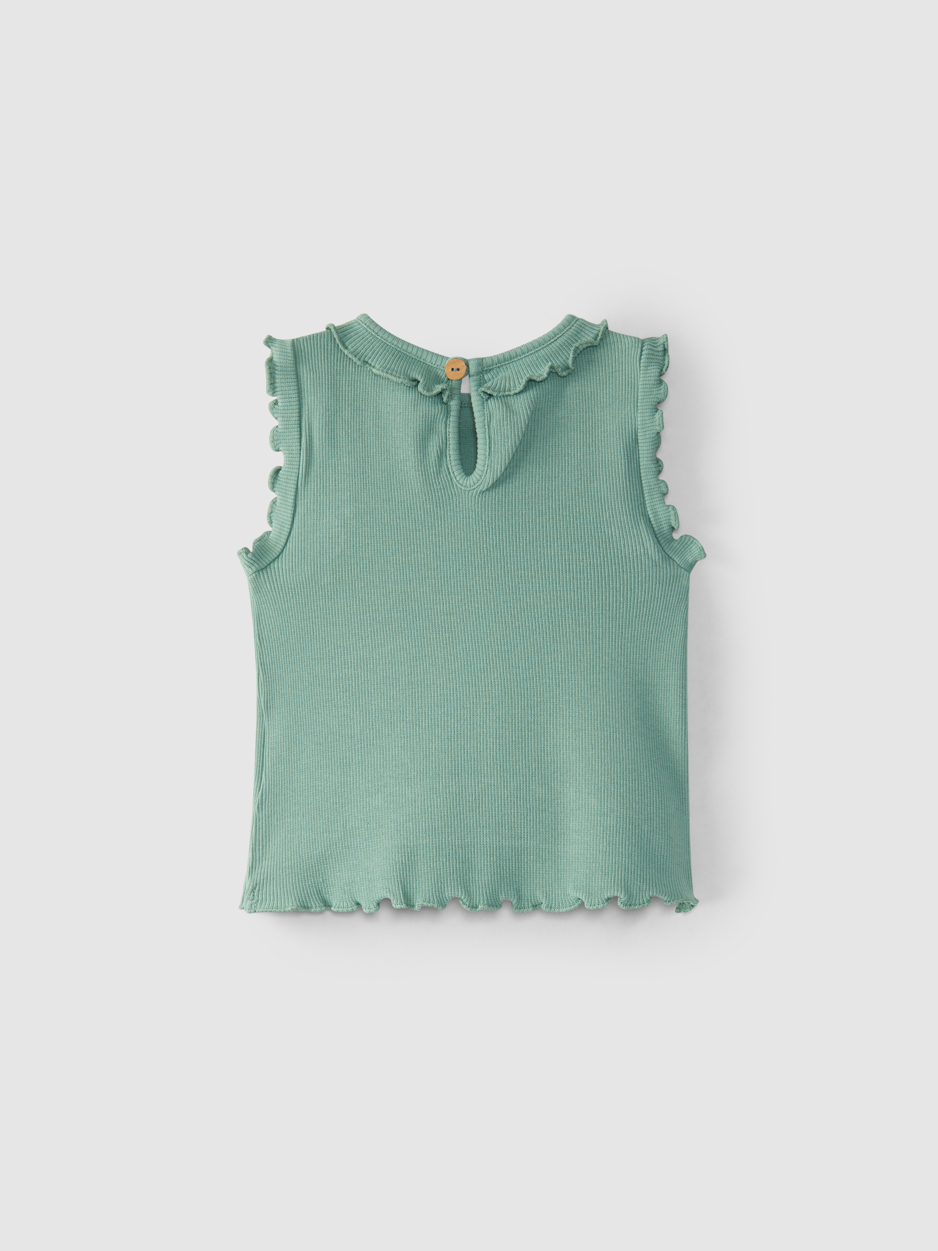 Camiseta de punto canalé con volante