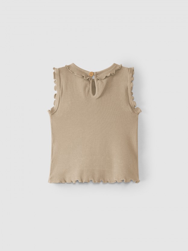 Camiseta de punto canal� con volante