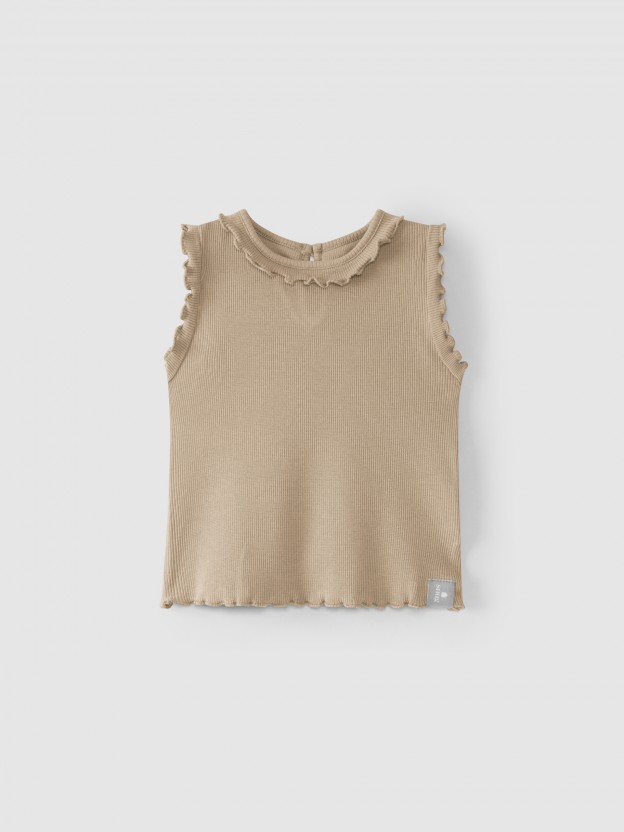 Camiseta de punto canal� con volante