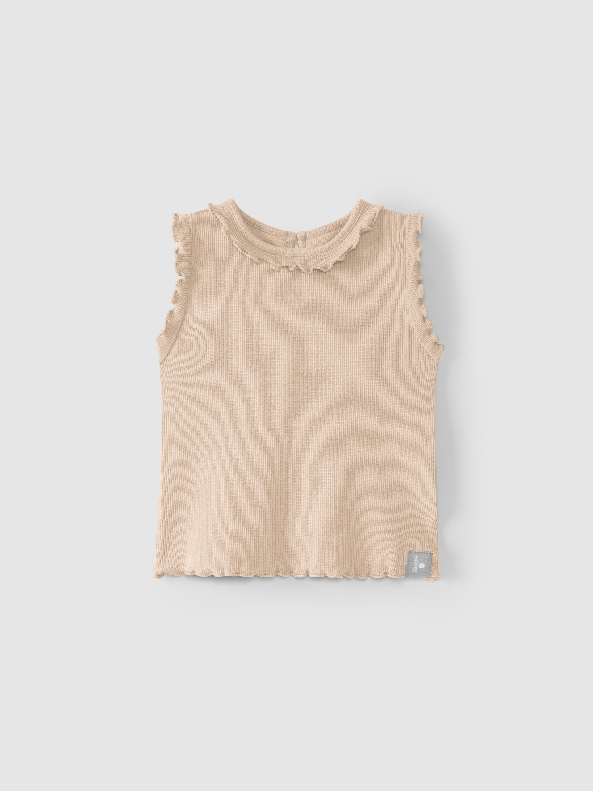 Camiseta de punto canalé con volante