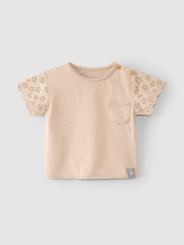 T-shirt sleeves English embroidery T-shirt sleeves English embroidery