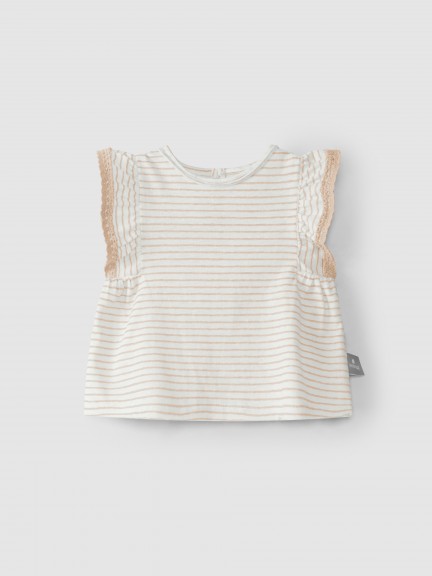 Striped top ruffled sleeves