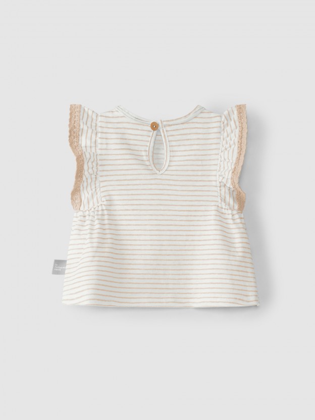 Striped top ruffled sleeves