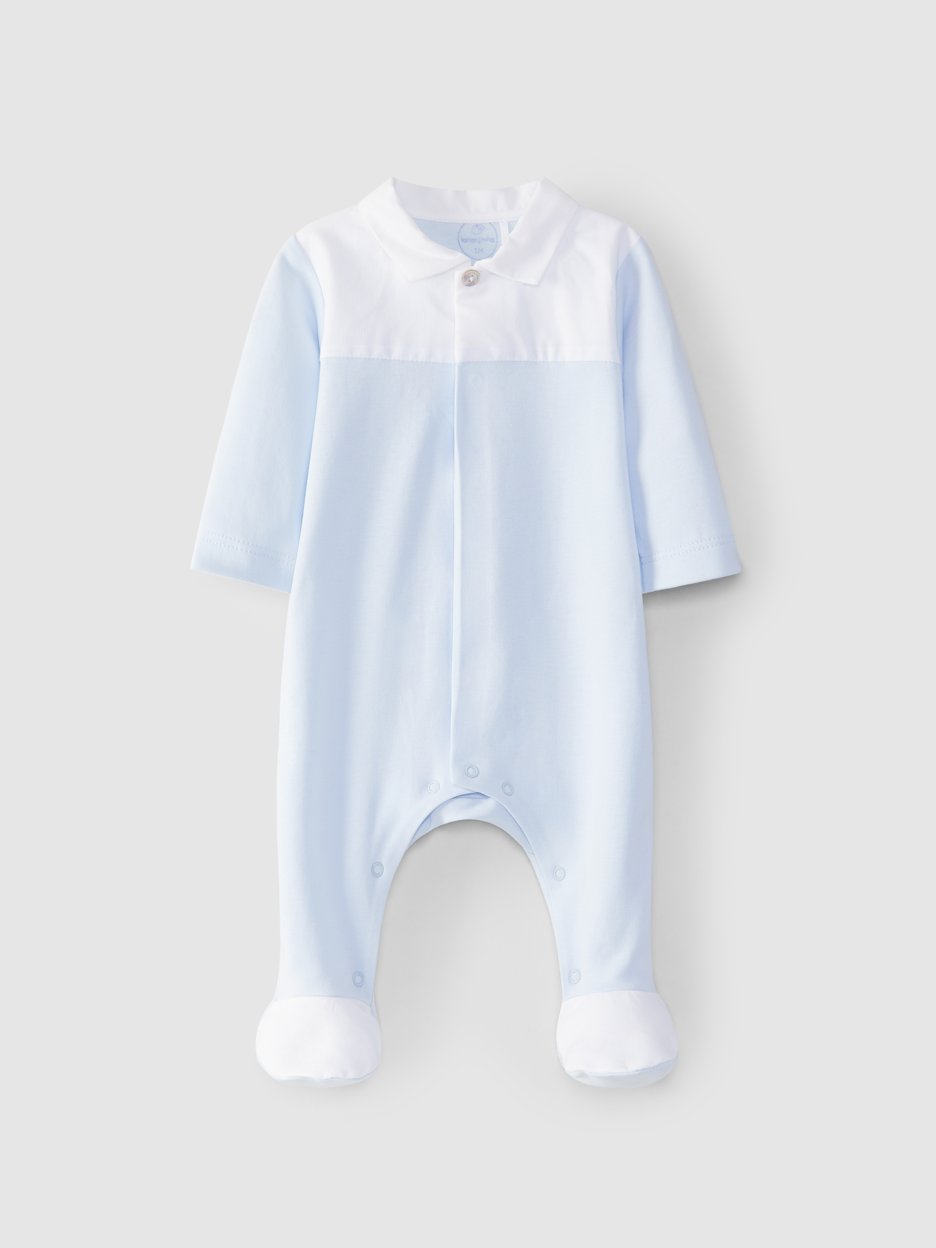 Babygrow gola em bico encaixe tecido de quadricula