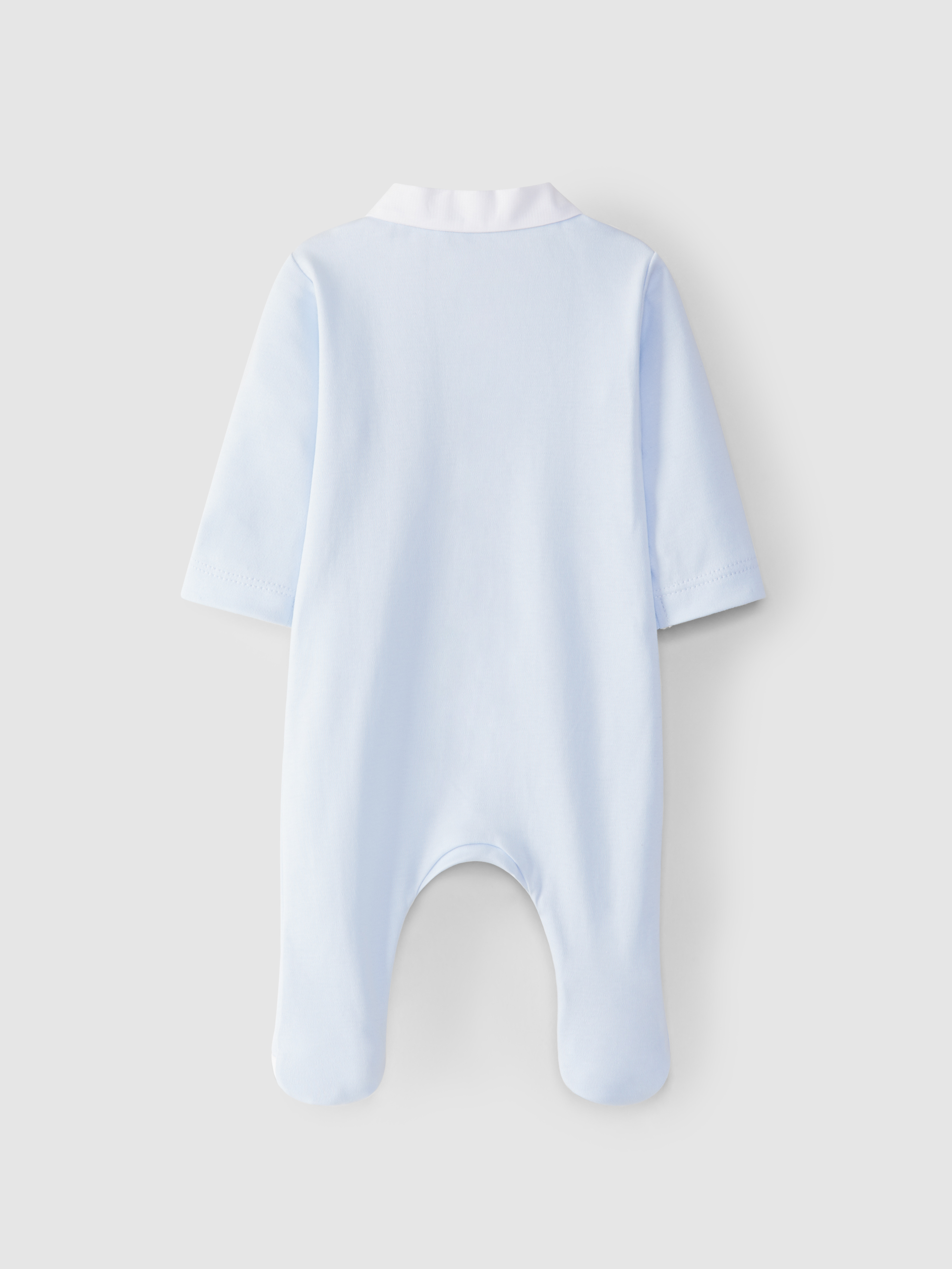 Babygrow gola em bico encaixe tecido de quadricula