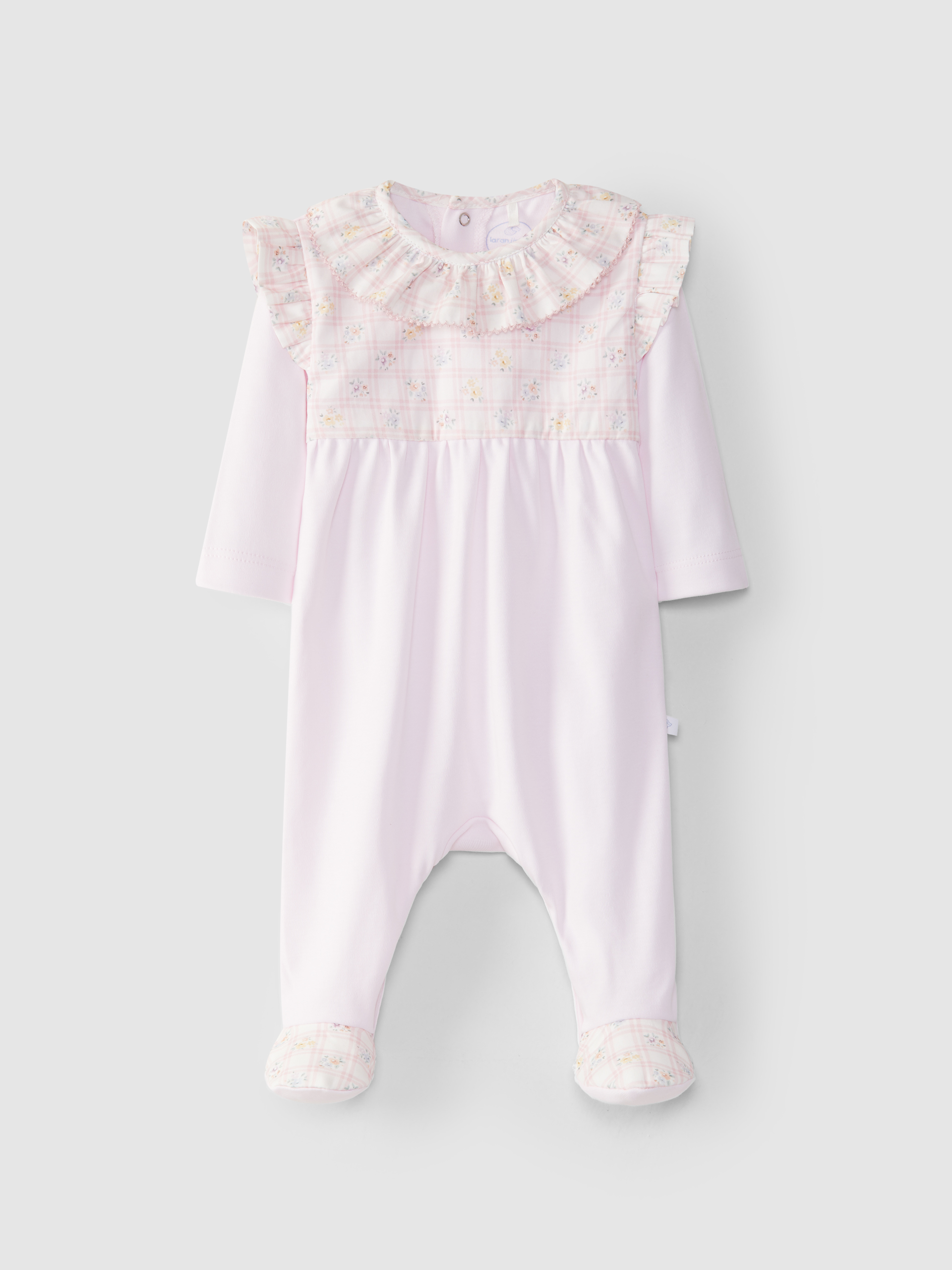 Babygrow col à volant à carreaux et fleurs