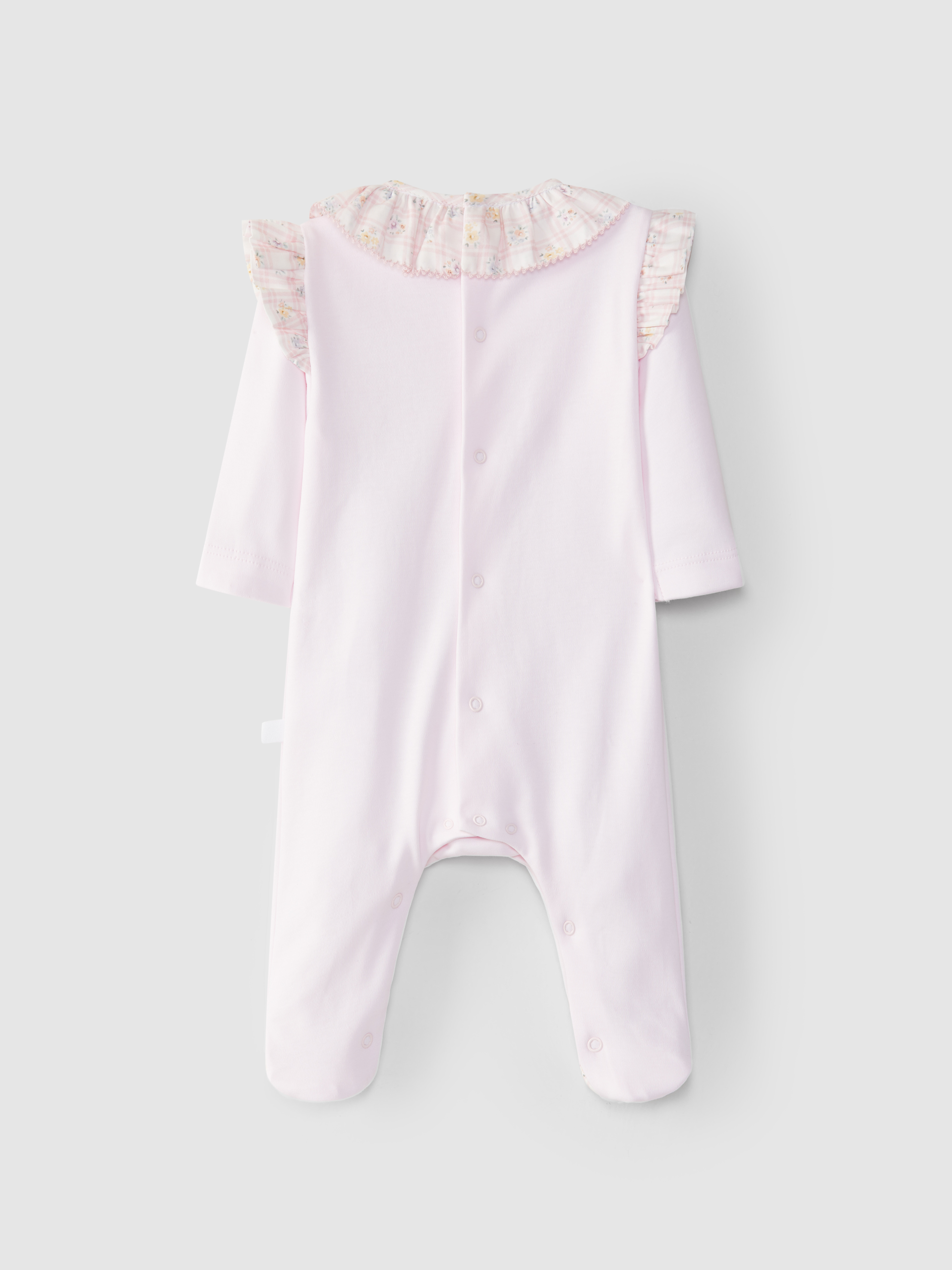 Babygrow col à volant à carreaux et fleurs