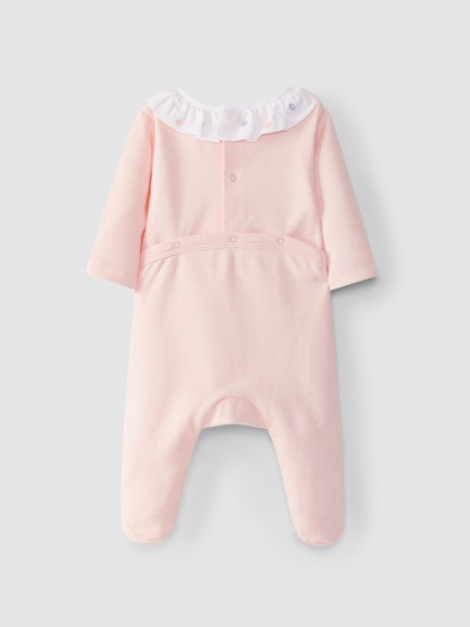 Babygrow ruffled collar with embroidered flowers Babygrow ruffled collar with embroidered flowers