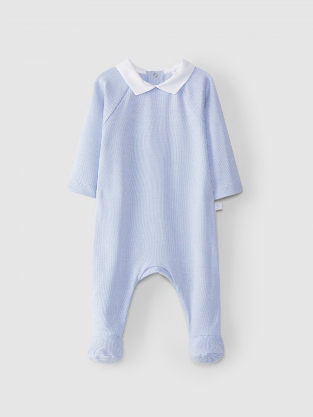 Babygrow risca fina com gola de bico