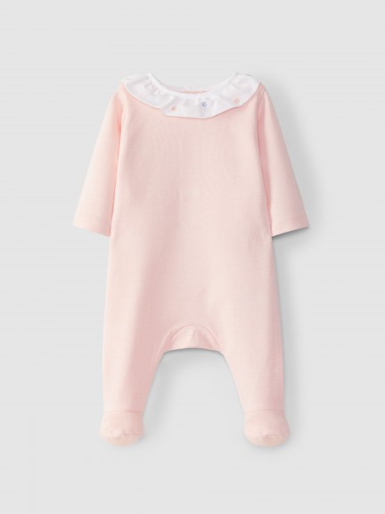 Babygrow ruffled collar with embroidered flowers Babygrow ruffled collar with embroidered flowers
