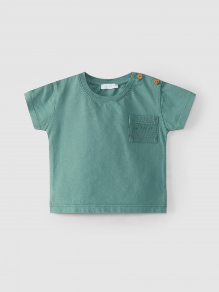 Camiseta con bolsillo en punto tipo gofre