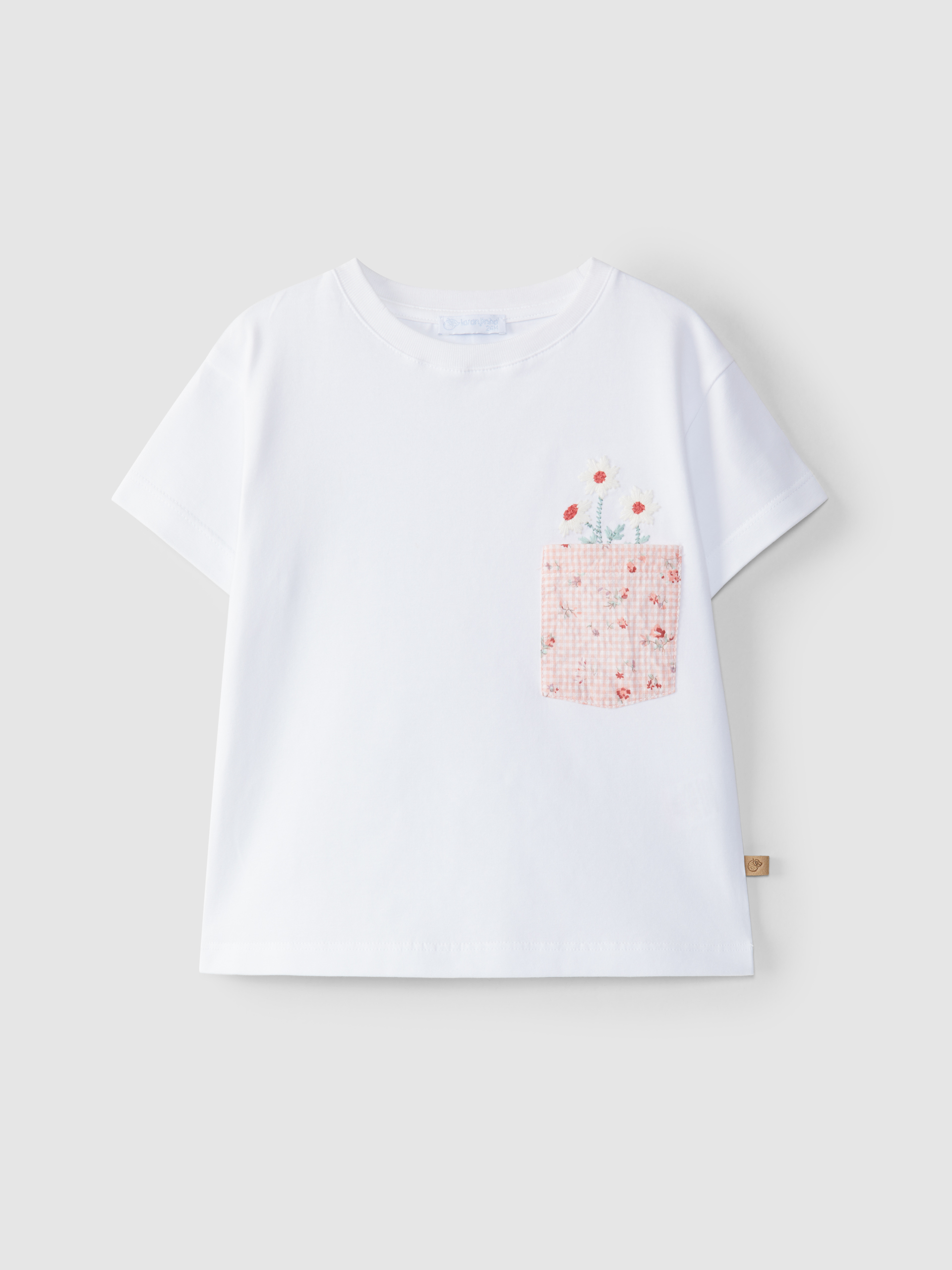 T-shirt avec poches et fleurs brodées