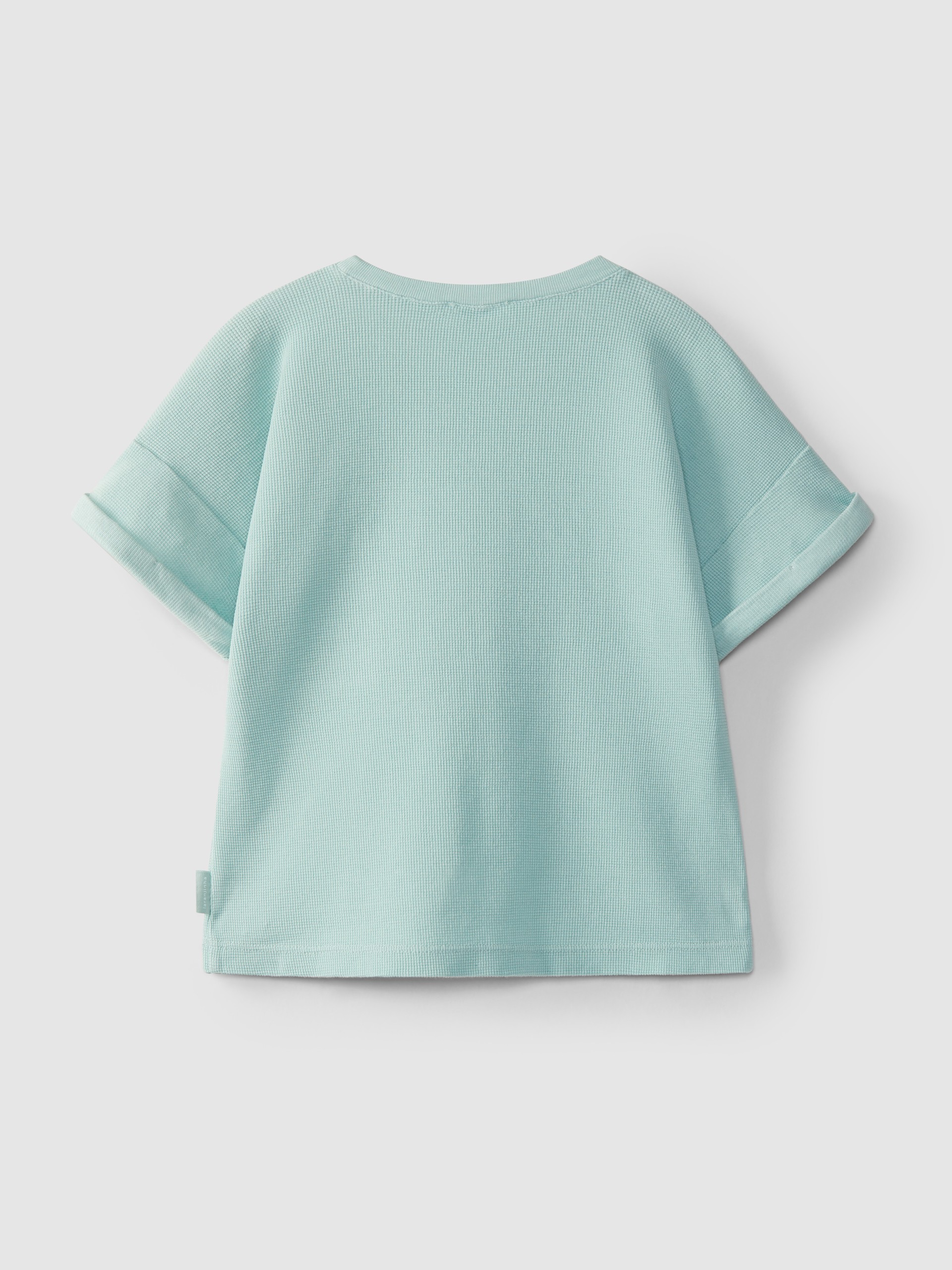 Waffle jersey T-shirt with English embroidery pocket