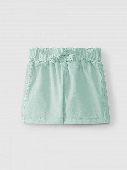 Pantalón corto pull-up sarga lisa Pantalón corto pull-up sarga lisa