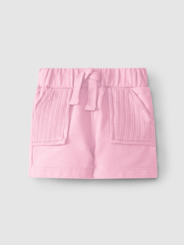 Shorts plush with jacquard jersey pockets
