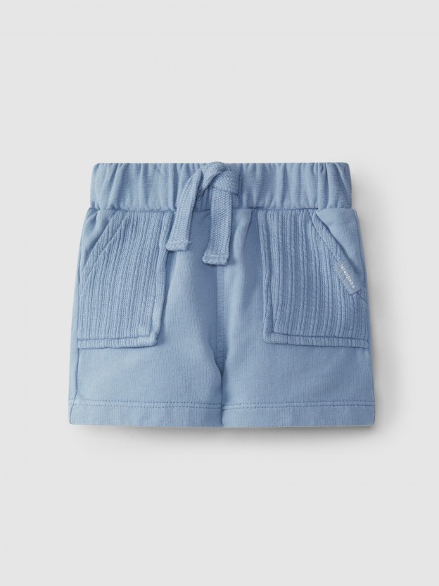 Shorts plush with jacquard jersey pockets Shorts plush with jacquard jersey pockets