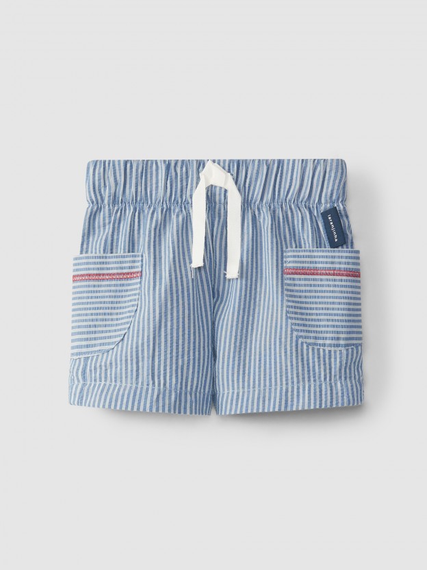 Pull-up shorts stripes seersucker effect Pull-up shorts stripes seersucker effect