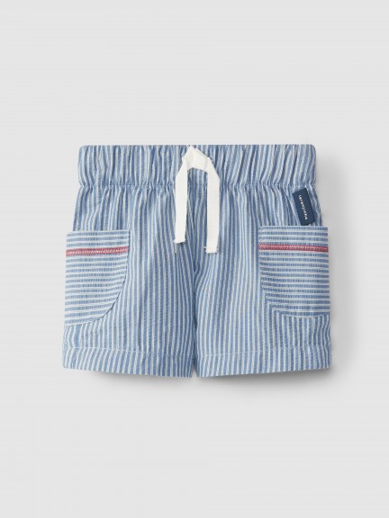 Pull-up shorts stripes seersucker effect