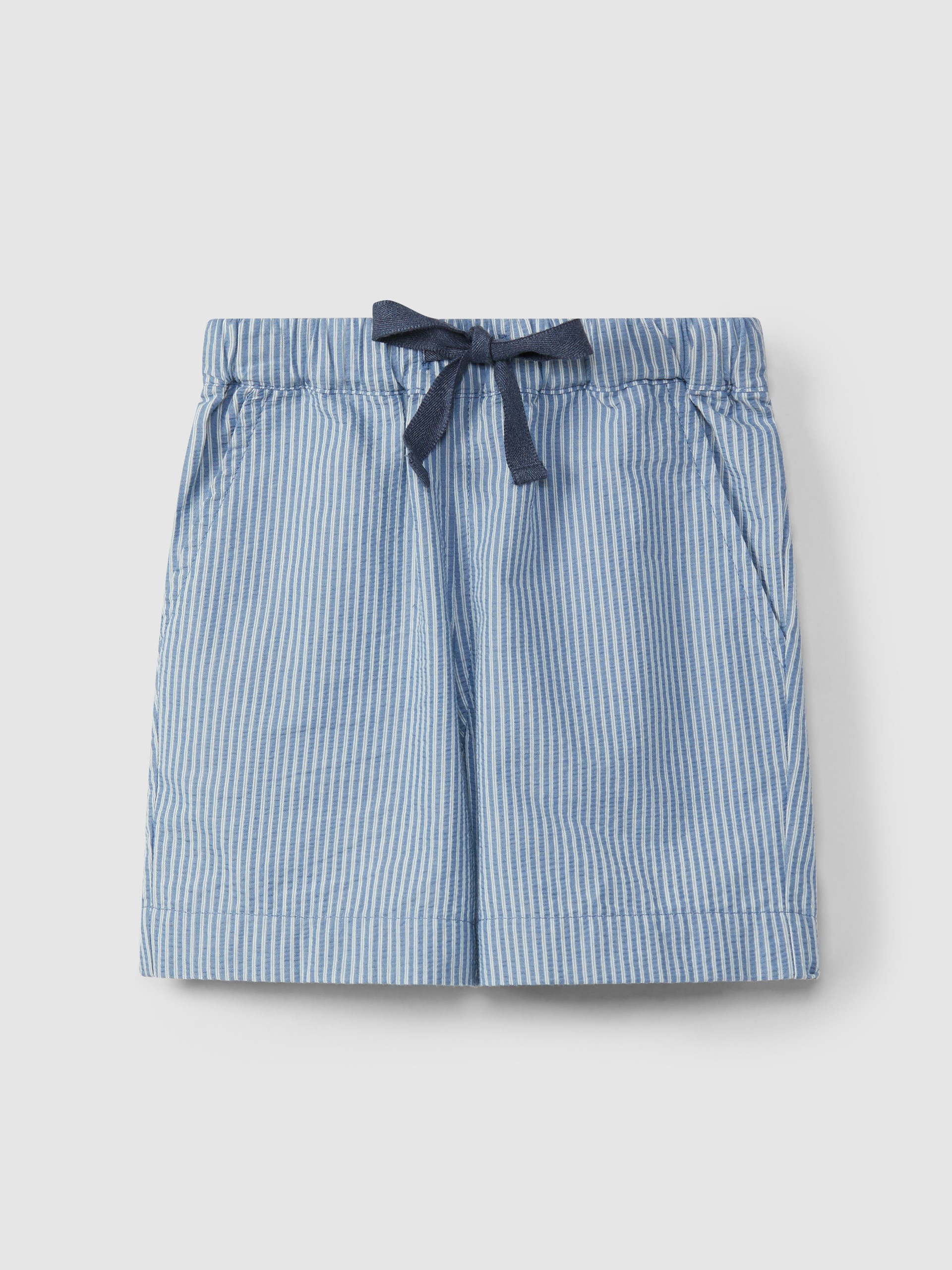 Striped shorts seersucker effect with three pockets