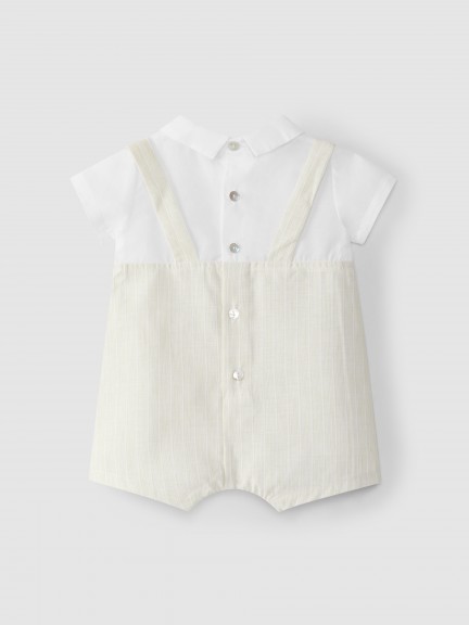 Two-in-one romper cotton stripes with linen Two-in-one romper cotton stripes with linen