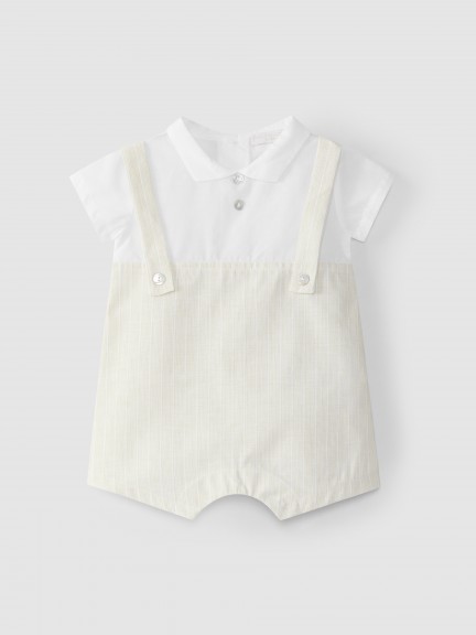 Two-in-one romper cotton stripes with linen Two-in-one romper cotton stripes with linen