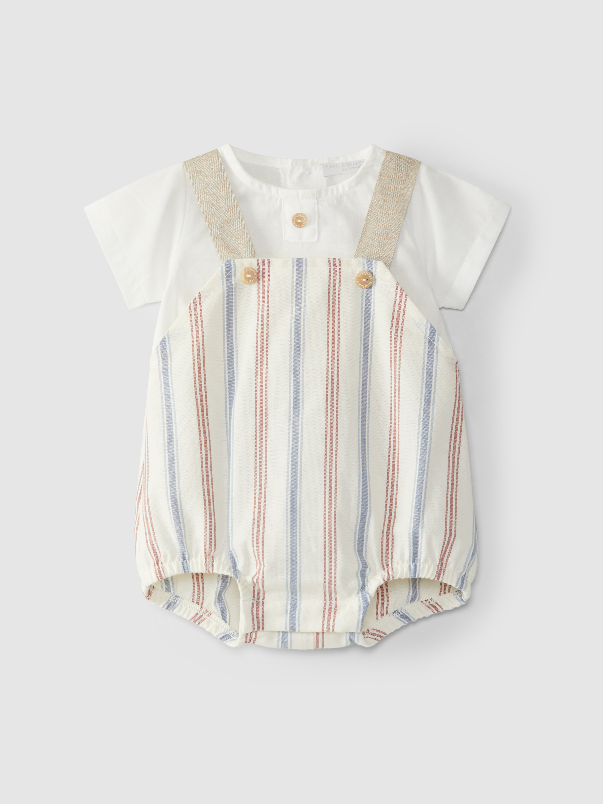 Striped two-in-one romper