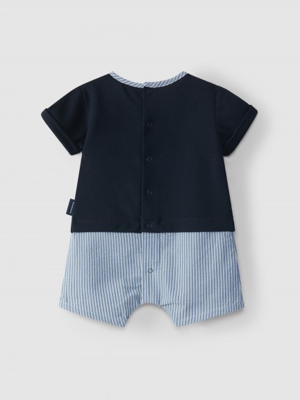 Romper two-in-one stripes seersucker and pique Romper two-in-one stripes seersucker and pique