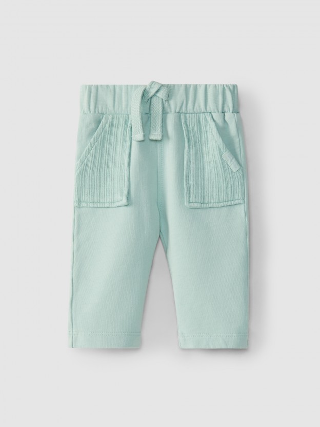 Pants in plush jacquard jersey pockets Pants in plush jacquard jersey pockets