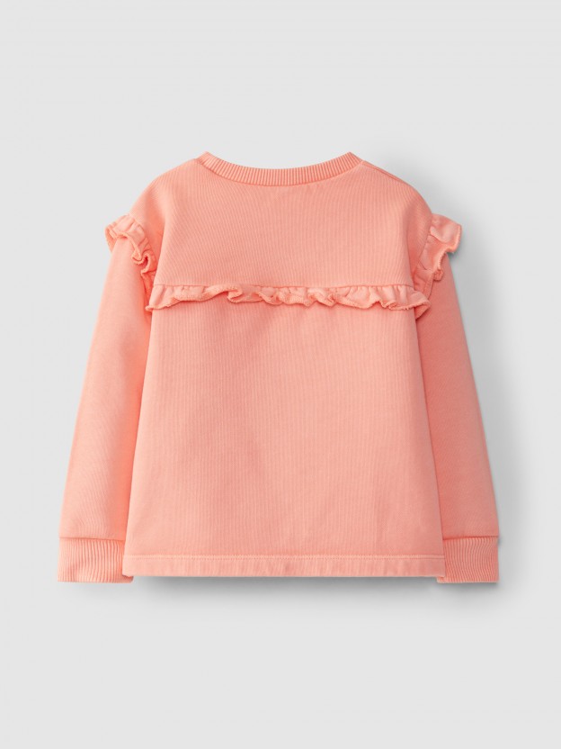 Sudadera en felpa con volante