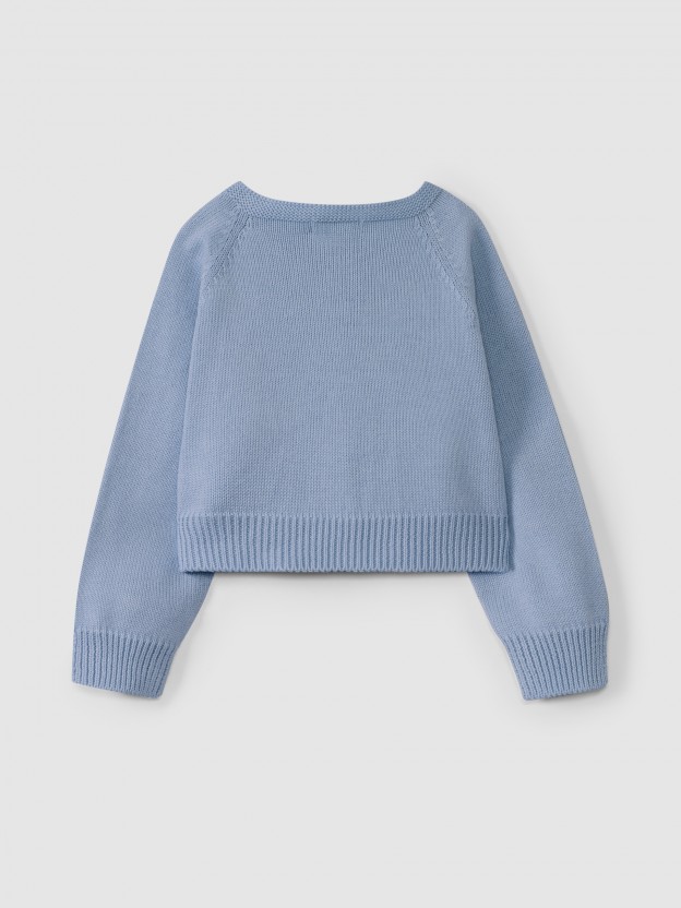 Knitted cardigan round neckline Knitted cardigan round neckline