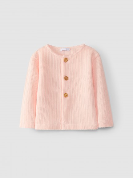 Organic jacquard jersey cardigan