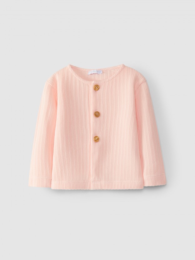 Organic jacquard jersey cardigan