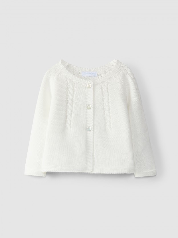 Knitted cardigan with braided detail Knitted cardigan with braided detail