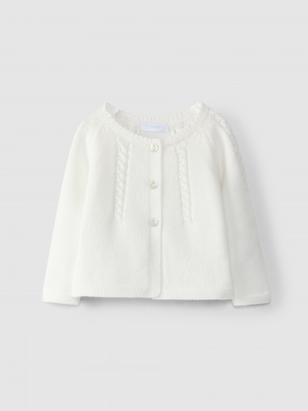 Knitted cardigan with braided detail