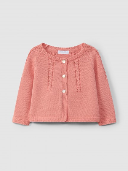 Knitted cardigan with braided detail