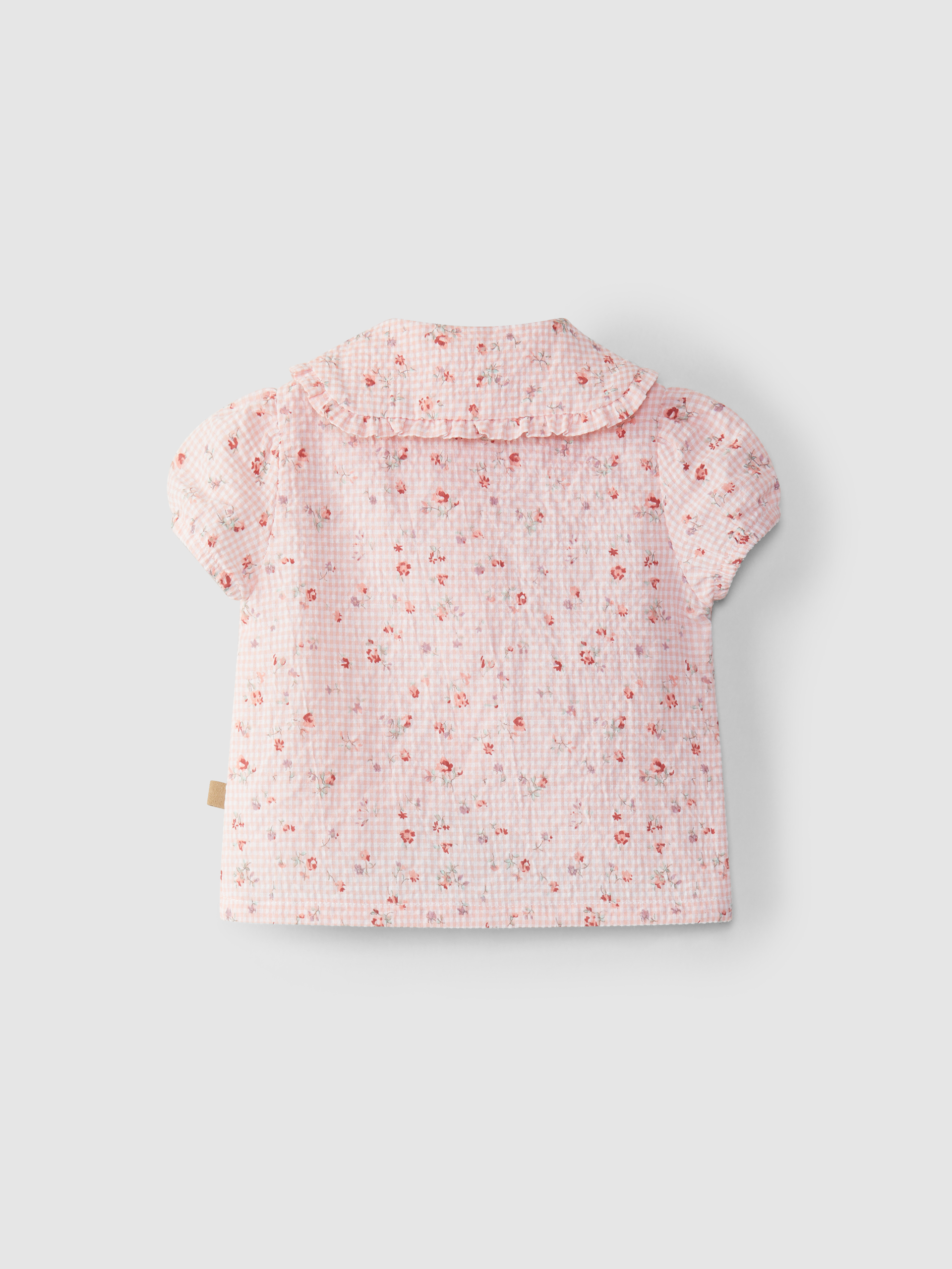 Blouse carreaux vichy avec fleurs