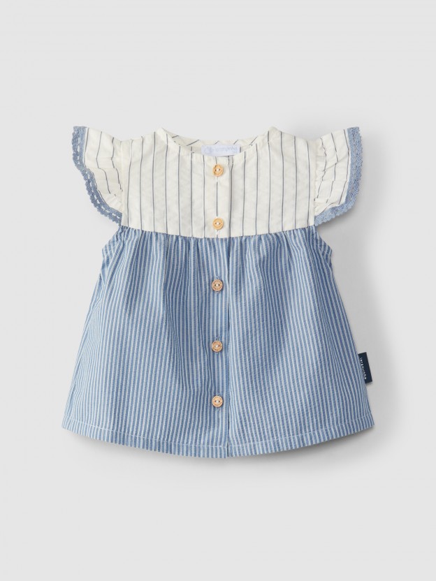 Blouse à rayures effet seersucker Blouse à rayures effet seersucker