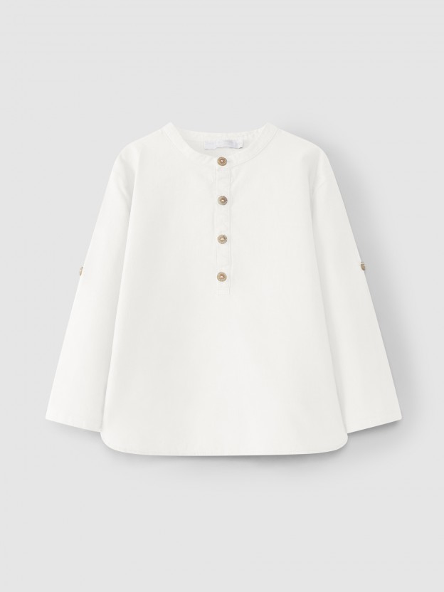Plain shirt mandarin collar Plain shirt mandarin collar