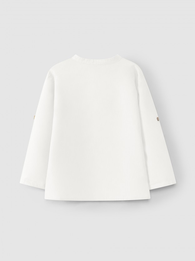 Plain shirt mandarin collar Plain shirt mandarin collar