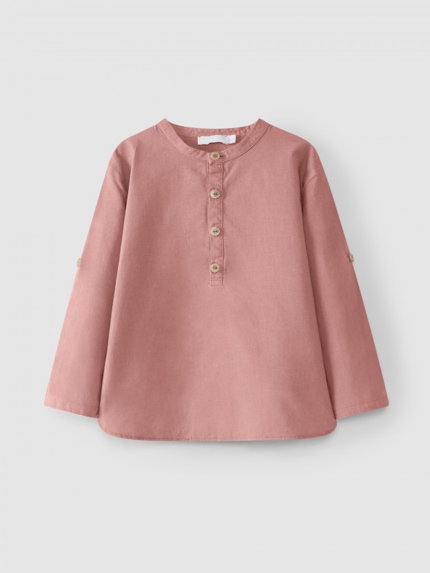 Chemise � col mao unie