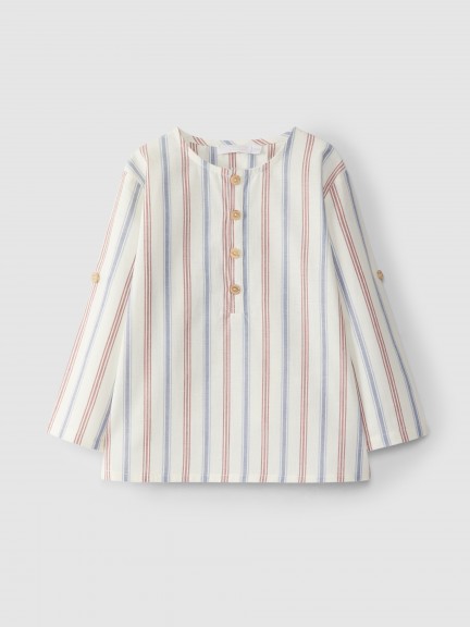 Striped shirt mandarin collar Striped shirt mandarin collar