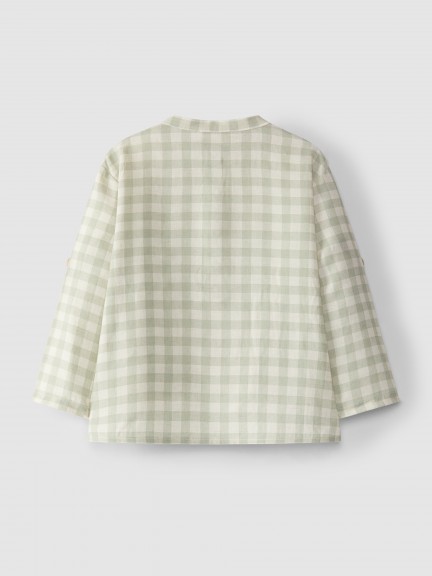 Plaid shirt with mandarin collar Plaid shirt with mandarin collar