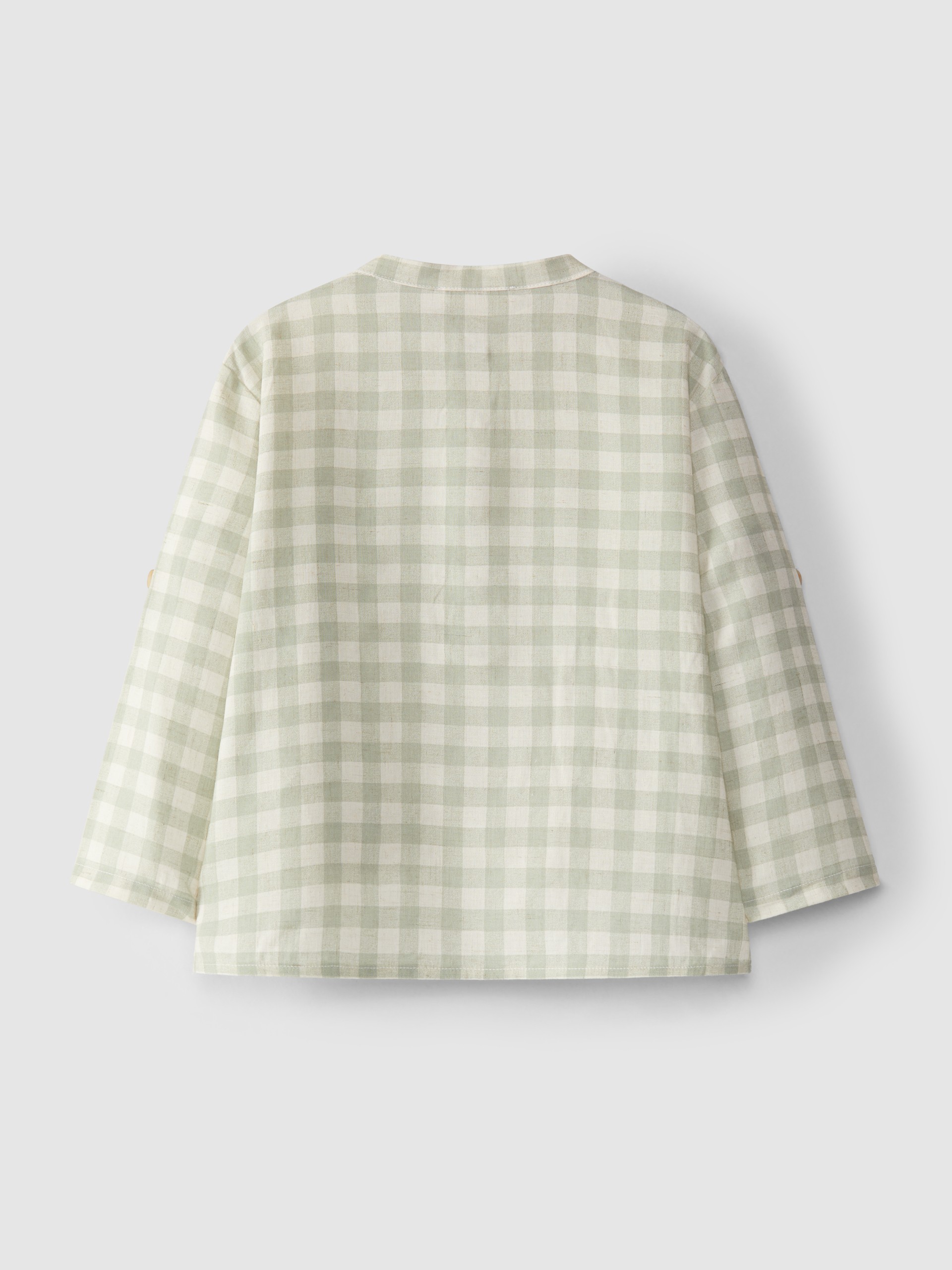 Camisa a cuadros cuello mao