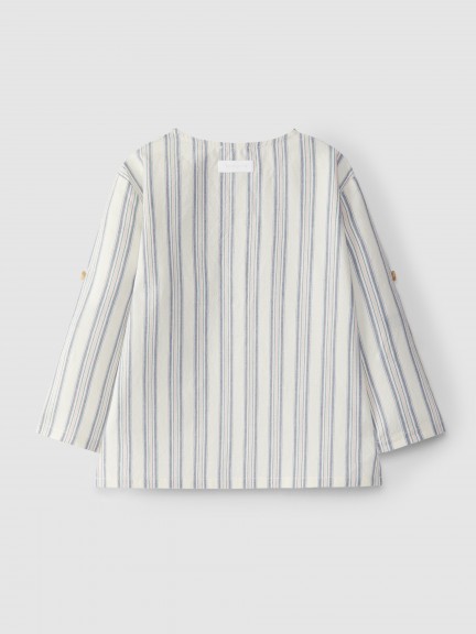 Striped shirt with mandarin collar Striped shirt with mandarin collar