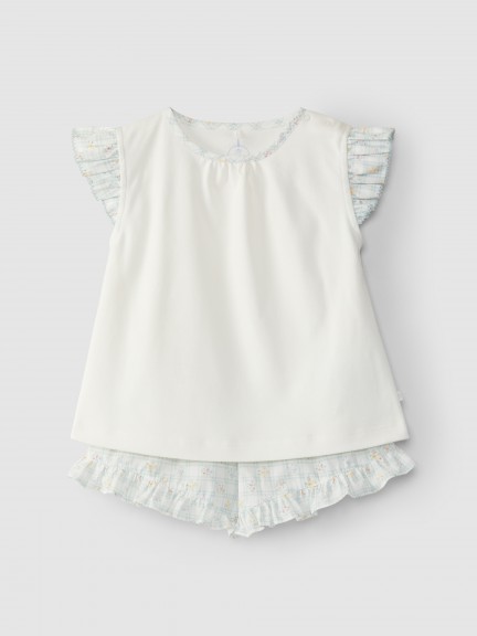 Pijama cuadros y flores