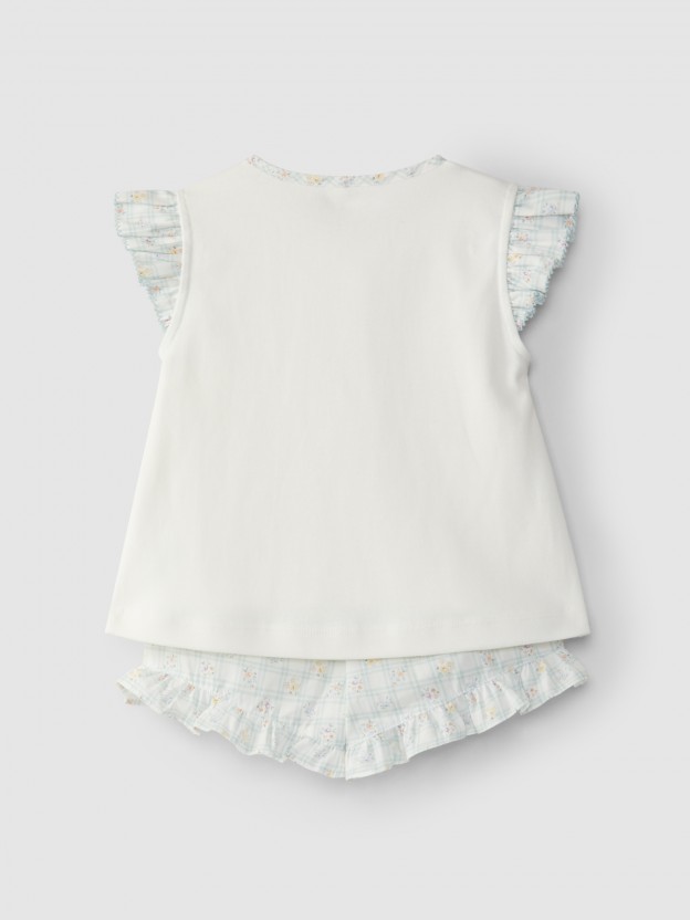 Pijama quadricula e flores Pijama quadricula e flores
